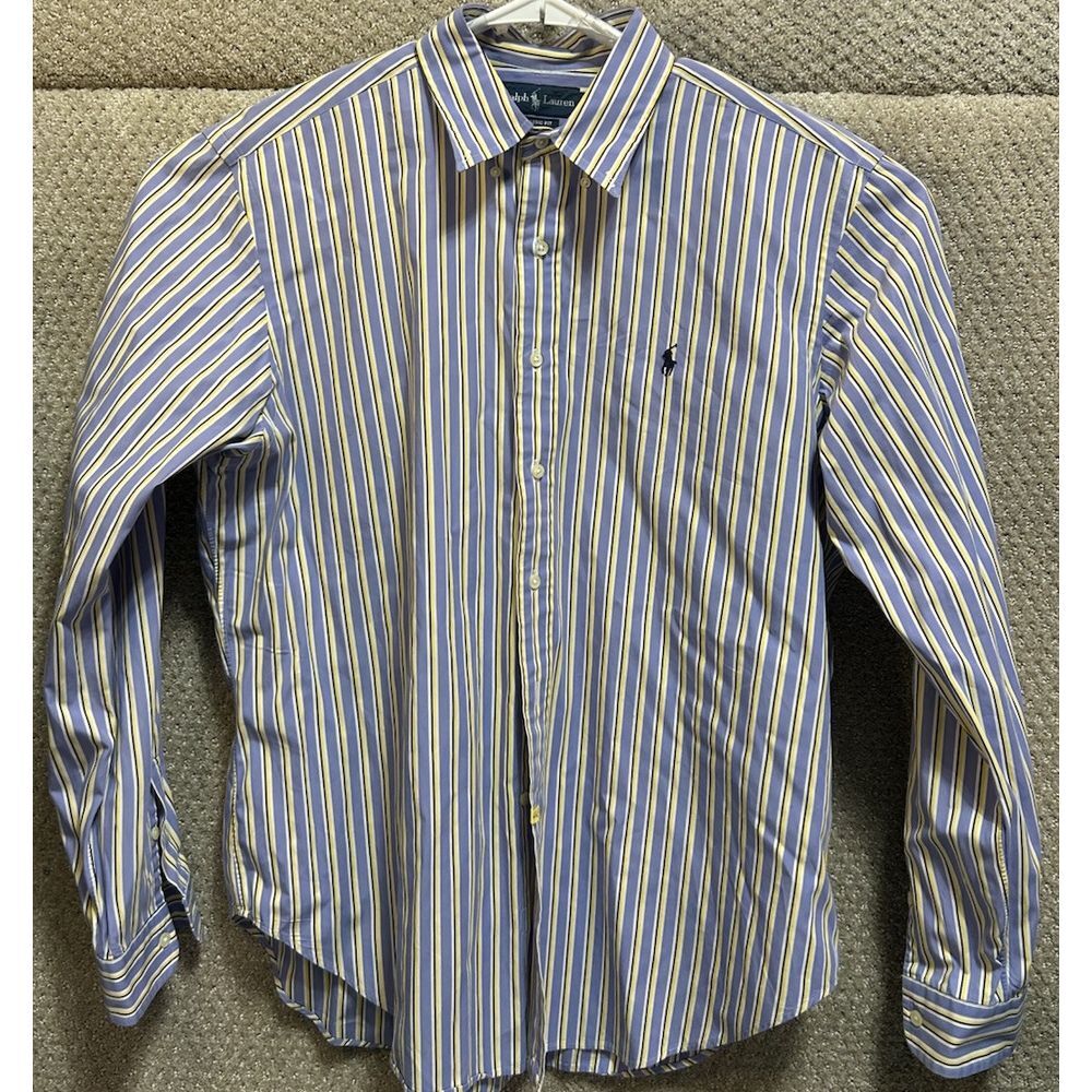 Polo Ralph Lauren Classic Fit Button Down Long Sleeve‎ Purple Yellow Striped XL